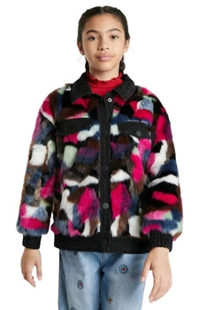 Kurtka dziewczęca Desigual Amur sztuczne futerko