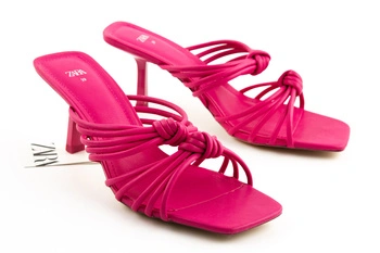 Buty damskie Zara klapki na obcasie szpilki różowe