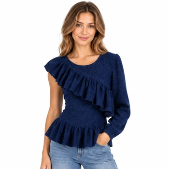 Komplet top + narzutka damski My Twin Twinset z baskiną granatowy r. S