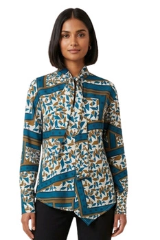 Bluzka koszulowa damska ZARA geometryczny print r. XL