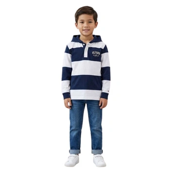 Koszulka chłopięca Tommy Hilfiger bawełniana w paski z kapturem r. 128