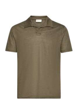 Koszulka męska Gant Linen Ss Polo polówka lniana khaki