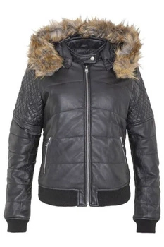 Kurtka damska Chyston Kory skórzana czarna zimowa ocieplana
