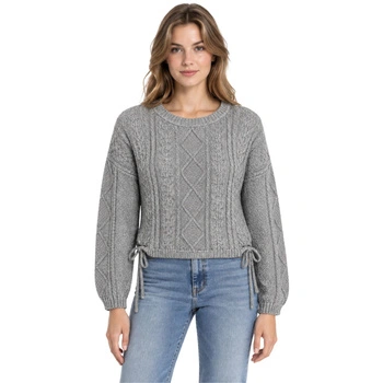 Sweter damski Denim Culture krótki szary melanż r. L