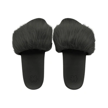 Klapki damskie Flip Flop Pool Hair futrzane czarne