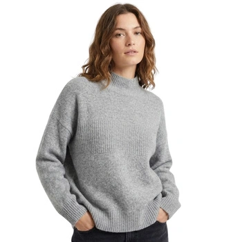 Sweter damski Rodier półgols szary luźny z dodatkiem wełny