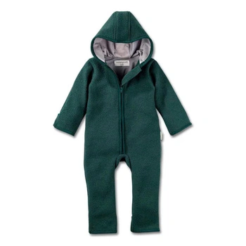 Rampers niemowlęcy Hofbrucker Elli 100% wełna merino zielony z kapturem