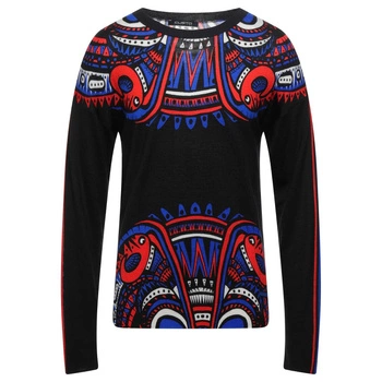 Sweter męski Custo Barcelona wełniany czarny z etnicznym wzorem r. M