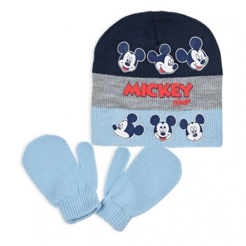 Komplet czapka rękawiczki Disney Myszka Mickey zimowa jesienna niebieska