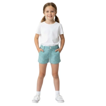 Spodenki krótkie dziewczęce Lacoste zielone w kratkę