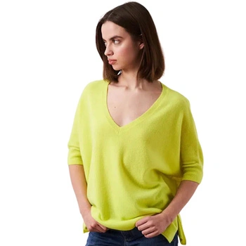 Sweter damski Absolut Cashmere Kate kaszmirowy oversize żółty rękaw 1/2 r. S