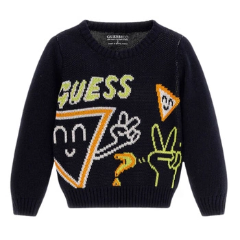 Sweter dziecięcy Guess bawełniany granatowy