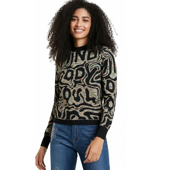Sweter damski Desigual Estrasburgo czarny z napisami