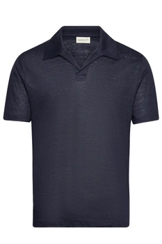 Koszulka męska Gant Linen Ss Polo polówka lniana granatowa