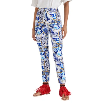 Spodnie damskie Desigual Stella Jean we wzory z wysokim stanem