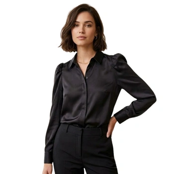 Koszula damska Vila Vidaye New satykowa klasyczna czarna