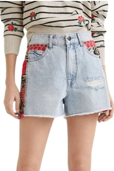 Spodenki damskie Desigual Cartagena jeansowe z naszywkami
