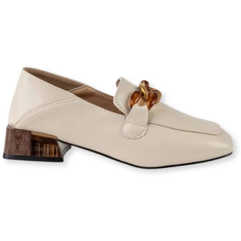 Półbuty damskie Musk Jerry mokasyny klasyczne beżowe na obcasie