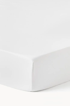 Prześcieradło Westwing Comfort bawełniane białe z gumką 140 x 200