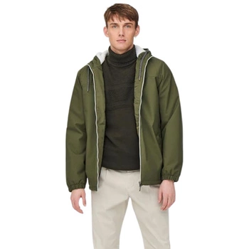 Kurtka męska Only & Sons Semil zimowa z kapturem zielona