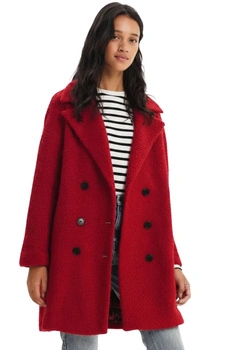 Płaszcz damski Desigual London wełniany czerwony