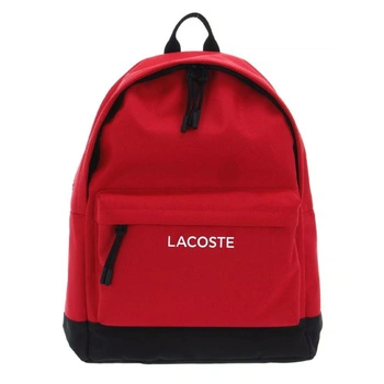 Plecak miejski Lacoste szkolny czerwony z logo na laptopa