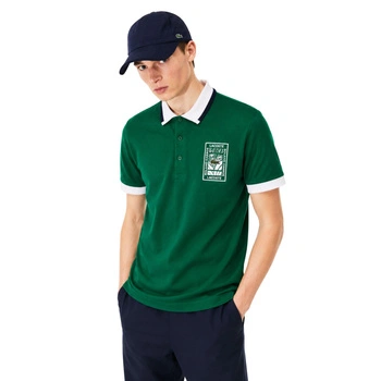 Koszulka męska Lacoste polówka klasyczna z zapieciem bawełniana zielona r. XS