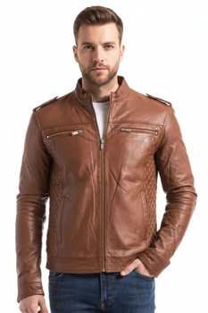 Kurtka męska skórzana Blue Wellford Brisbane jasno brązowa