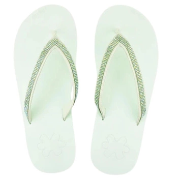 Klapki damskie Flip Flop japonki z cyrkoniami zdobione mietowe