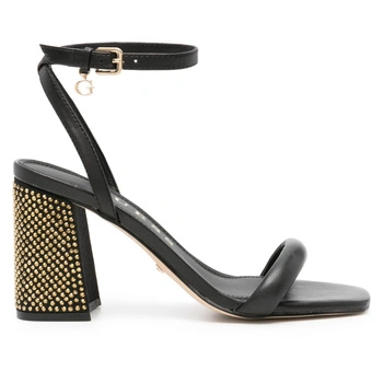 Buty damskie Guess skórzane czarne sandały na obcasie