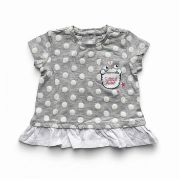 Bluzka dziewczęca Chicco z krótkim rękawem tunika szara w kropki