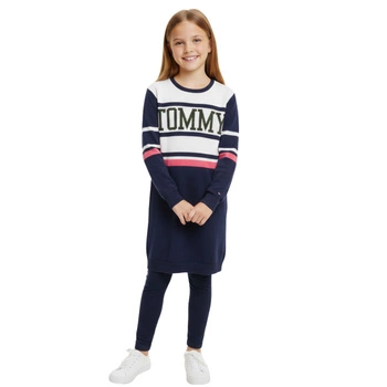 Sweter dziecięcy Tommy Hilfiger granatowy długi
