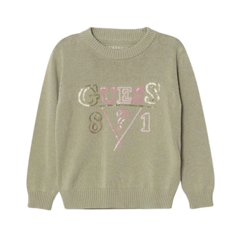 Sweter dziewczęcy Guess bawełniany zielony z cekinami