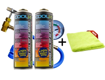 Zestaw czynnik do klimatyzacji 2x 5 w 1 + przewód do klimatyzacji Cool5 zamiennik R134a + Mikrofibra
