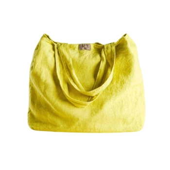 Torba plażowa Biancoperla Palma lniana limonkowa
