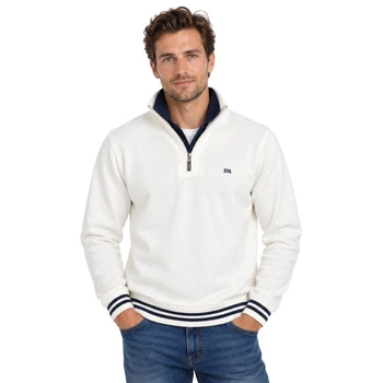Sweter męski Basics&More podwójny kołnierz biały r. S
