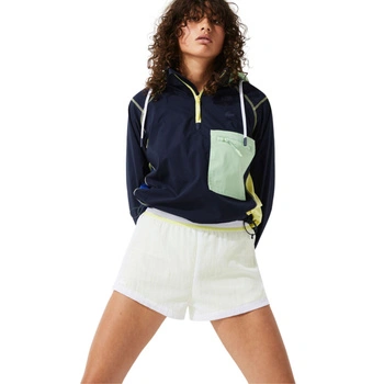 Spodenki damskie Lacoste sportowe 2w1 tenisowe biało-żółte r. 34
