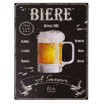 Metalowa tabliczka Antic Line Biere ozdobna retro do pubu baru 25x33 cm