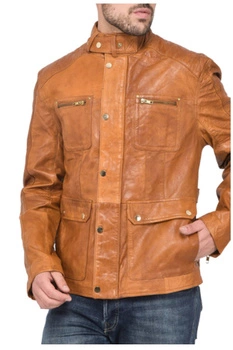 Kurtka męska skórzana Isaco & Kawa brązowa