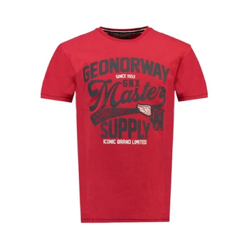 Koszulka męska Geographical Norway T-Shirt czerwona z nadrukiem