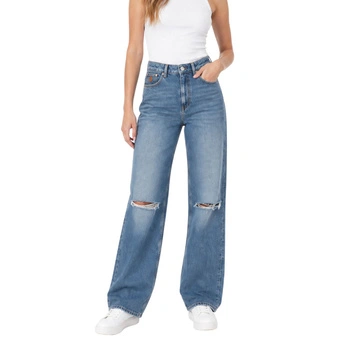 Spodnie damskie Tru Trussardi jeansy szerokie widge leg niebieskie r. W27