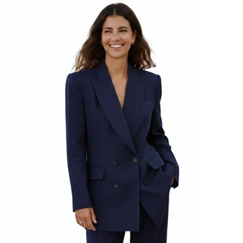 Marynarka damska Zara granatowa dwurzędowa