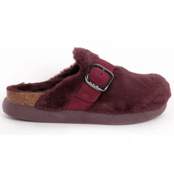Klapki damskie Scholl Ivy Big Buckle skórzane z futerkiem bordowe r. 38