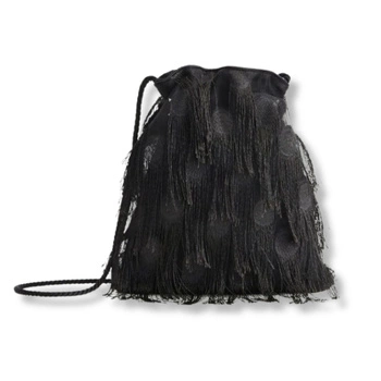 Torebka damska Mango mała czarna z frędzlami