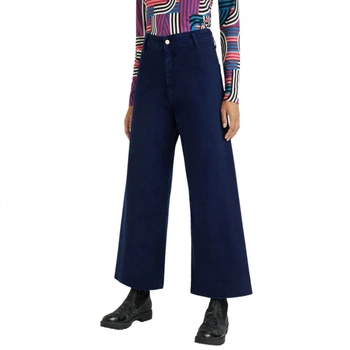 Spodnie damskie Desigual Template 3 kuloty granatowe