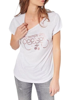 Koszulka damska Le Temps Des Ceries Basitrame biała z nadrukiem