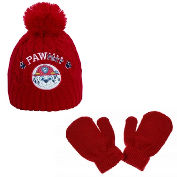 Komplet czapka rękawiczki Disney Paw Patrol zimowy czerwony