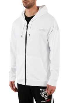 Bluza męska Plein Sport C-Neck biała rozpinana z kapturem