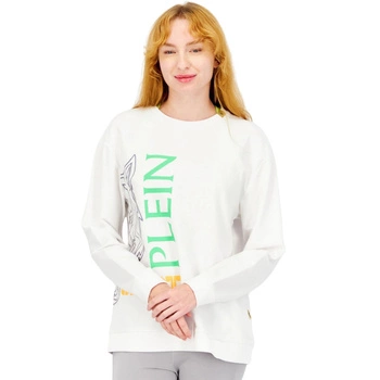Bluza damska Plein Sport C-Neck bawełniana biała z duzym logotypem