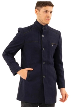 Płaszcz męski Dewberry elegancki wełniany granatowy